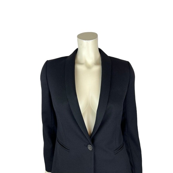 J. Crew Black Wool Flannel Parke Blazer Size 2 Womens Shawl Collar 1 Button - Picture 5 of 12
